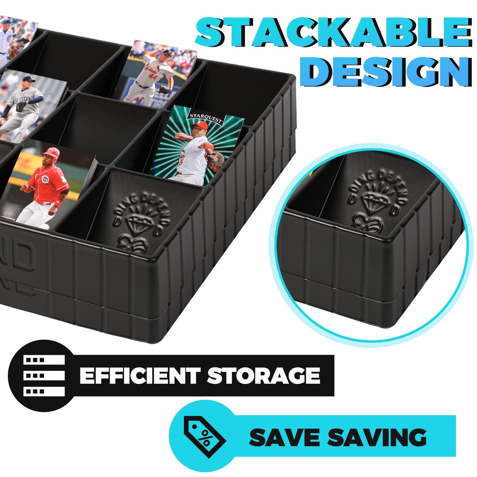 Card Sorting Tray – Stackable Trading Cards Organizer – 15-Compartment Tray S…