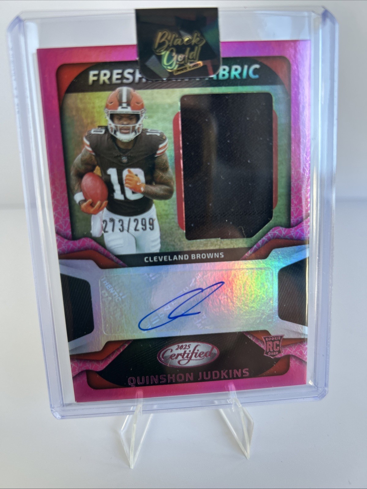 2025 Panini Certified Freshman Fabric Quinshon Judkins RPA Mirror Pink /299