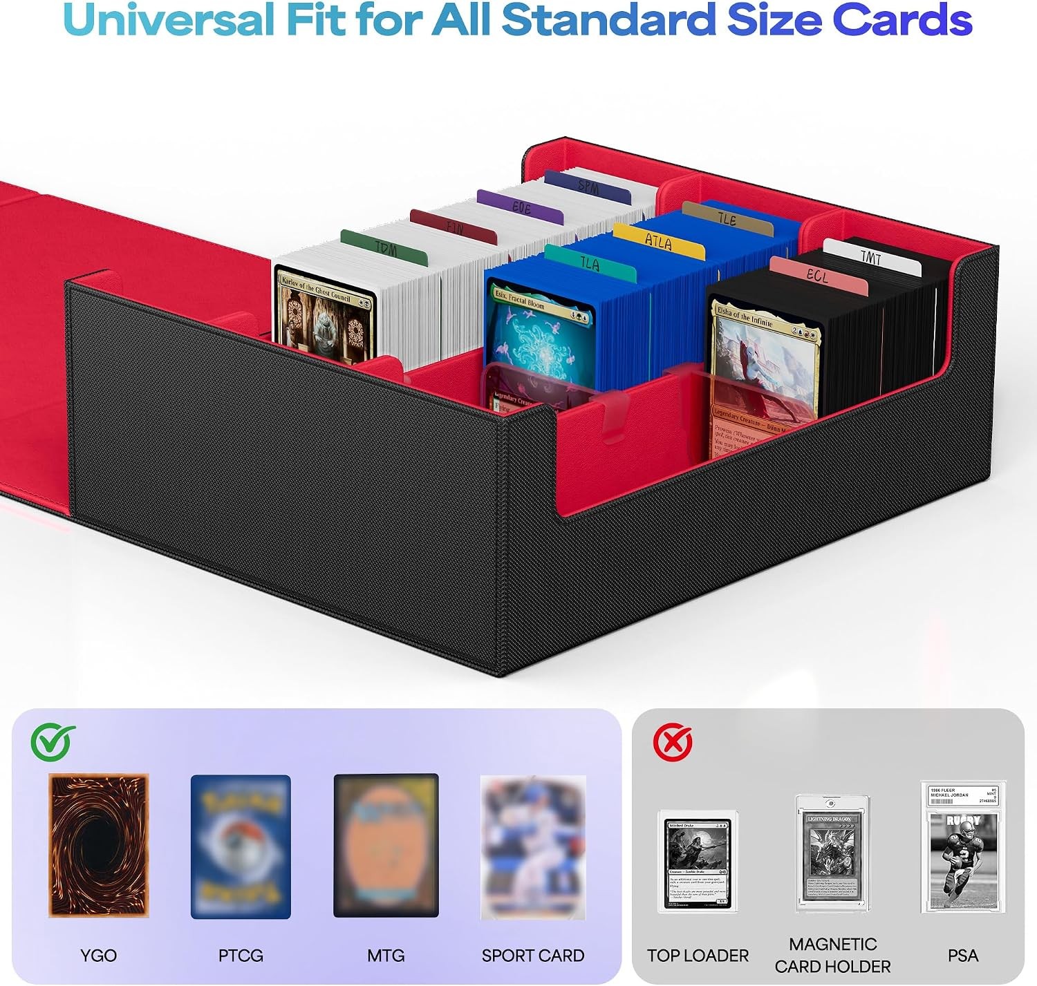 Trading Card Storage Box for 1800, Leather Storage Box with Strong Closure