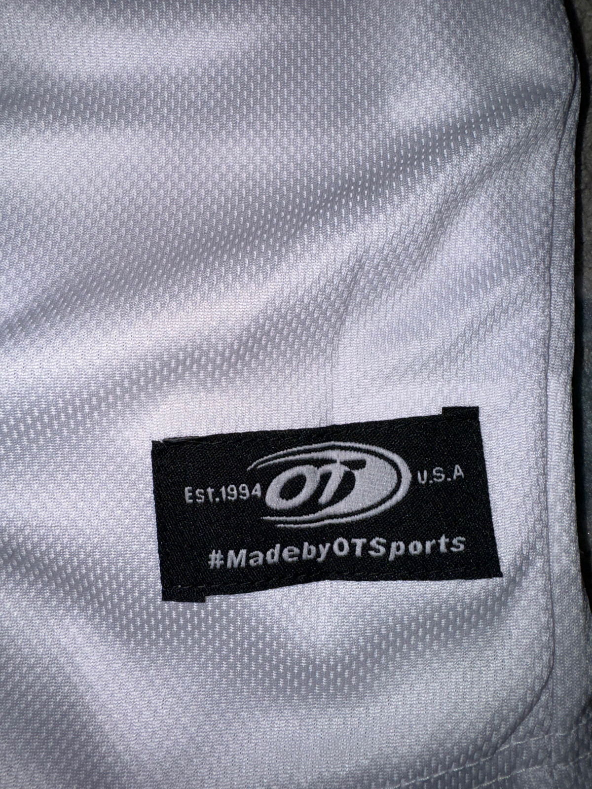 OT Sports Mens White and Red/Black Stripes Button Up Baseball Jersey Size XXL