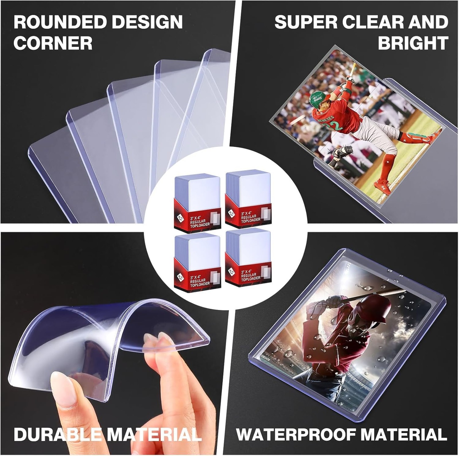 Card Sleeves Top Loaders for Cards 3×4 Inches, Card Protector for Sports and