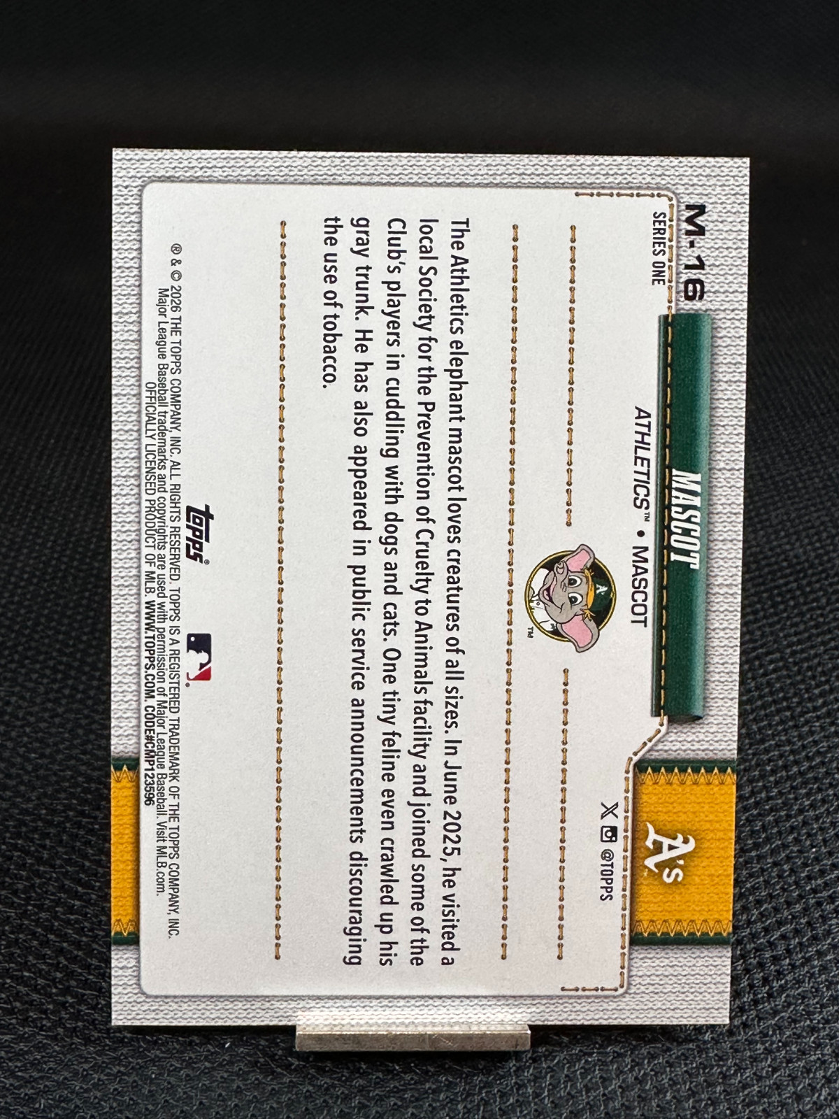 2026 Topps Series 1 Celebration Mascots ATHLETICS #M-16