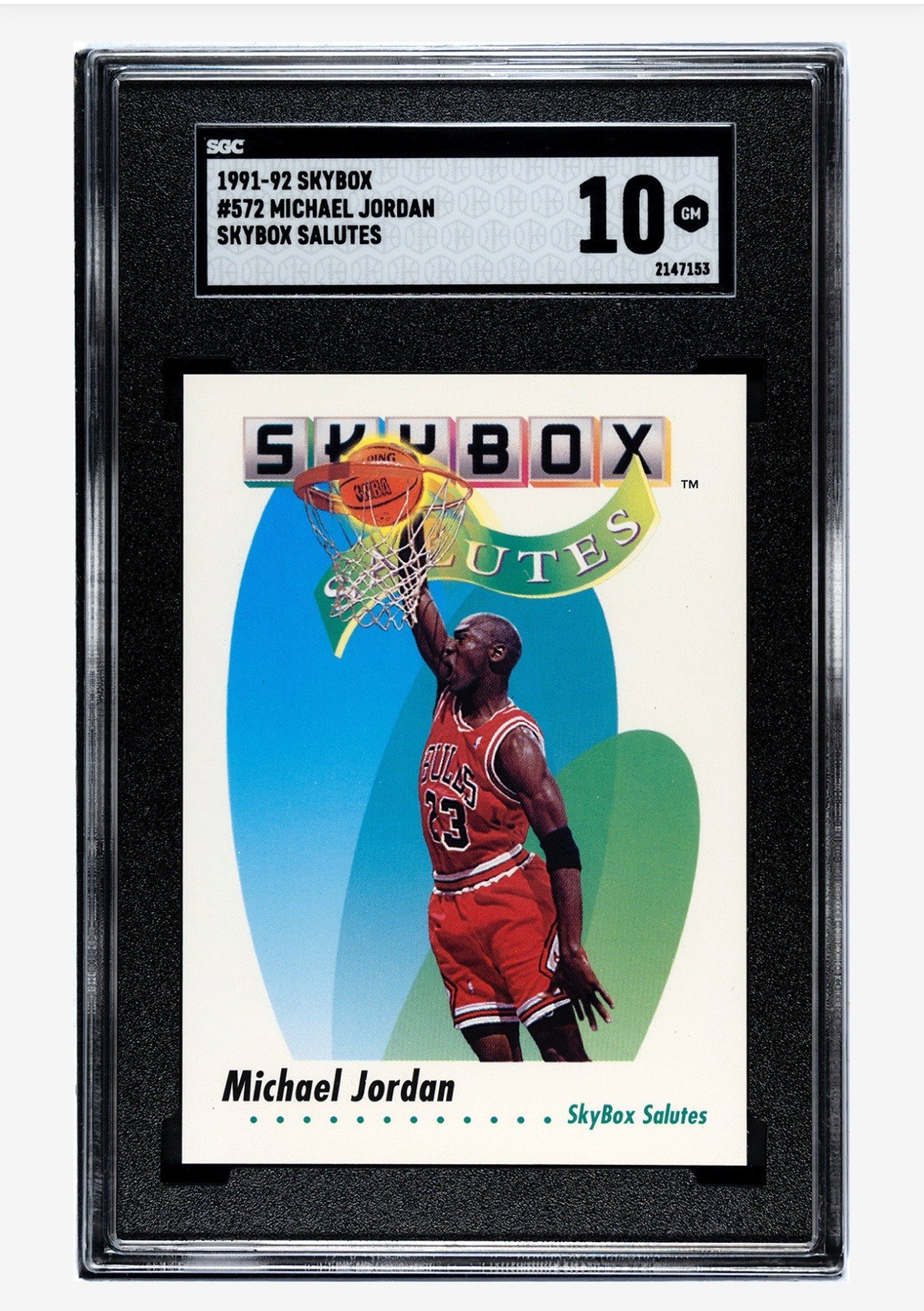 💎 1991-92 Skybox – Michael Jordan #572 Skybox Salutes Graded GEM 10 Bulls HOF