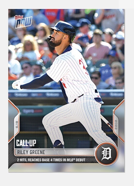 Riley Greene 2022 Topps Now Call Up #369 Rookie RC 1st Pro MLB Card Detroit