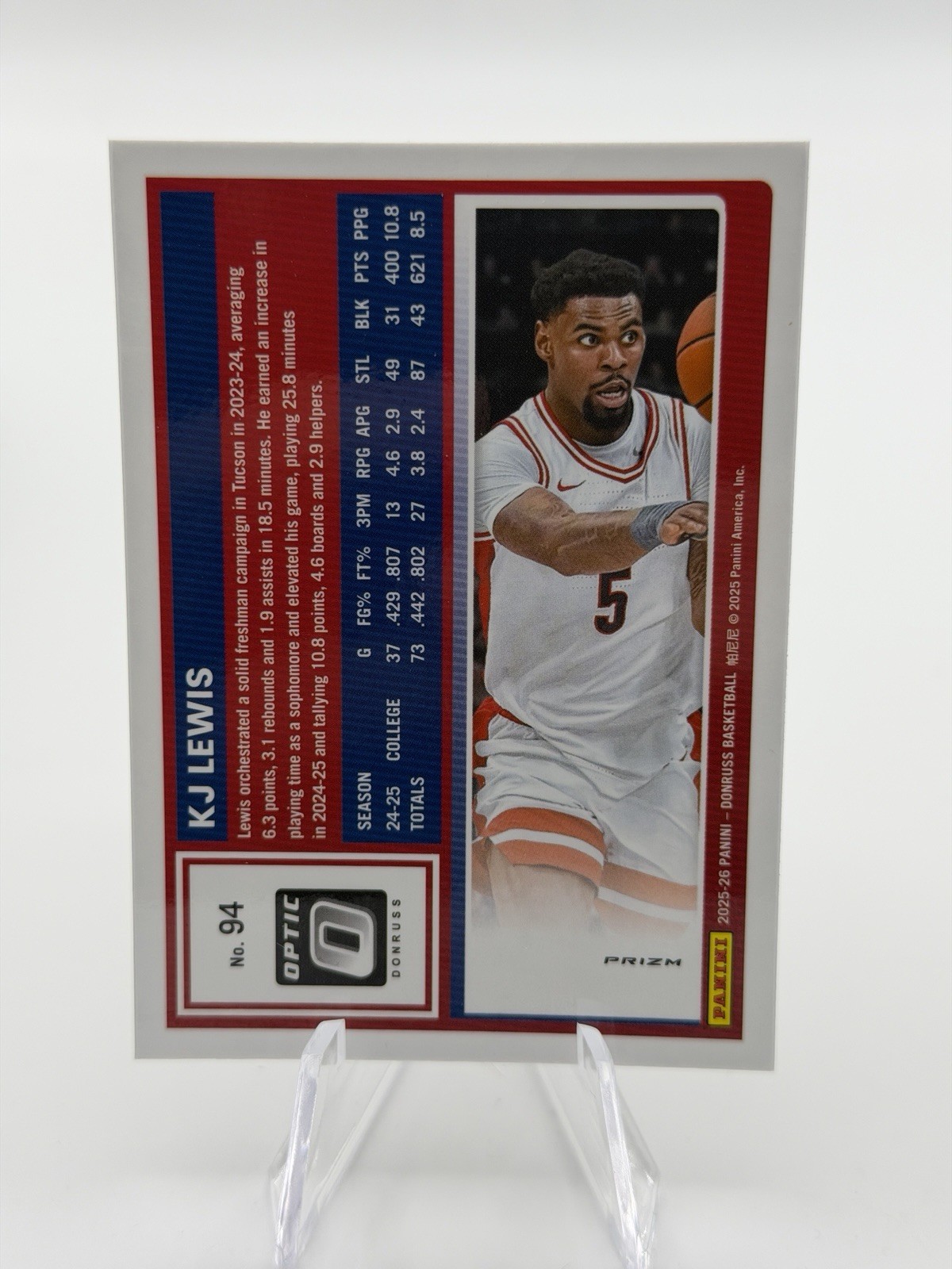 2025-26 Panini Donruss – Optic KJ Lewis #94 Holo Prizm (RC)