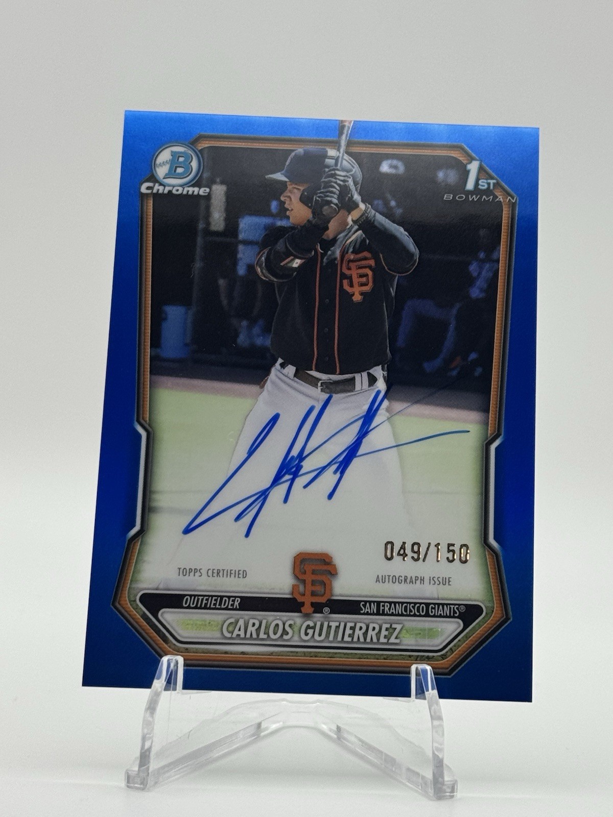 2026 Bowman Chrome Carlos Gutierrez 1st Bowman Blue Refractor Auto /150 Giants