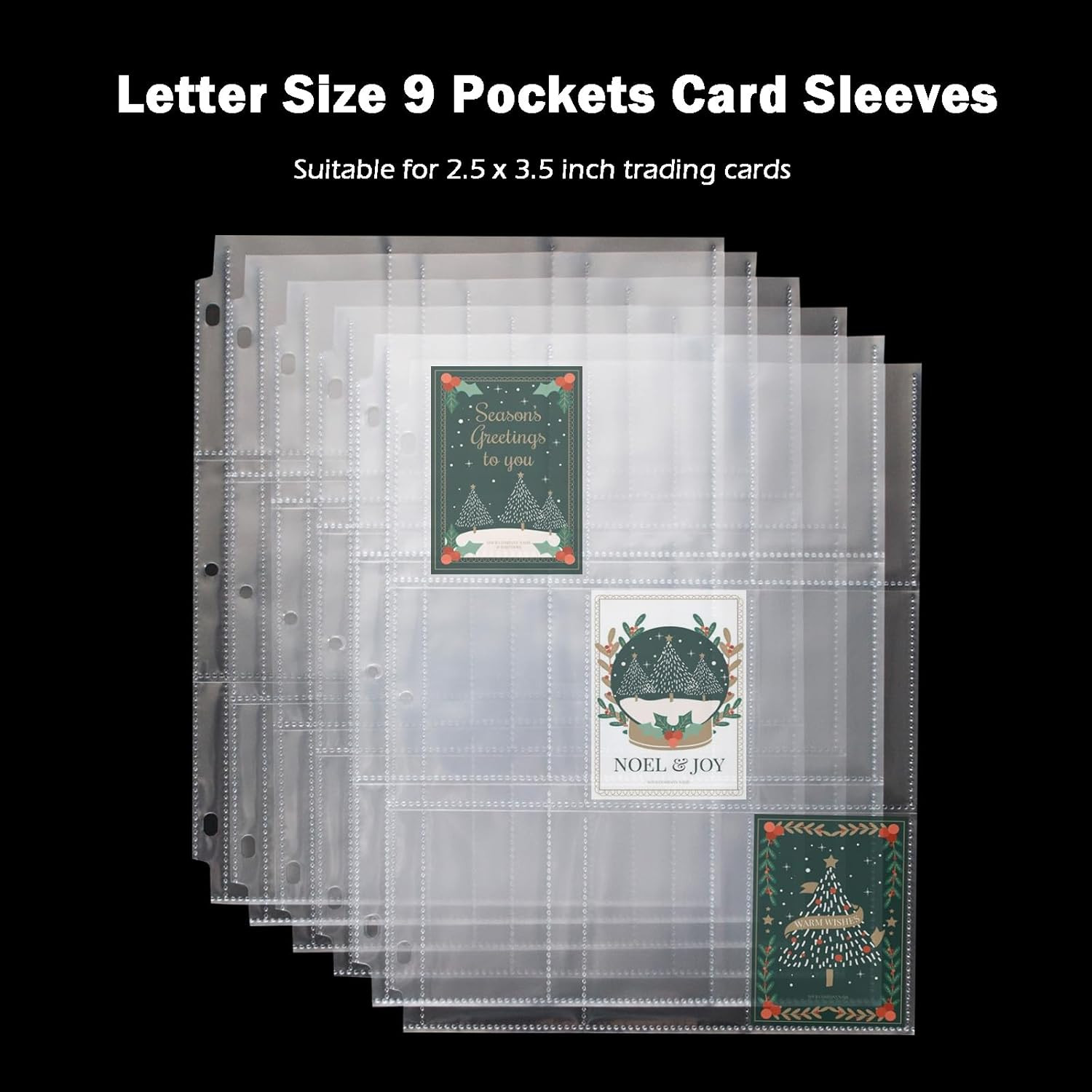 50 Pack 9-Pocket Plastic Clear Trading Card Pages, 3 Hole Sleeves, Top Loading 4