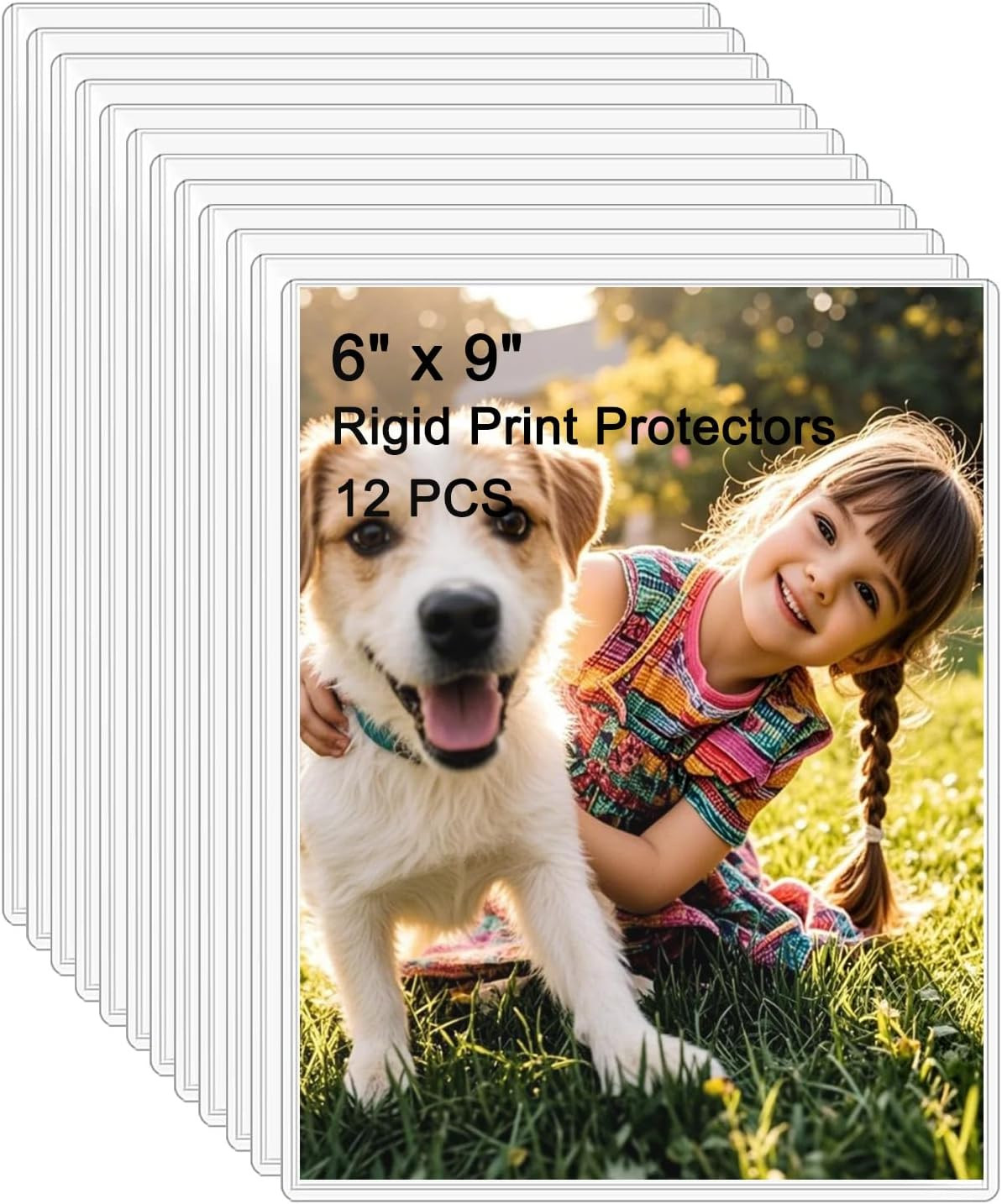 12-Pack 6″ x 9″ Clear Rigid Card Sleeves for Photos and Trading Cards