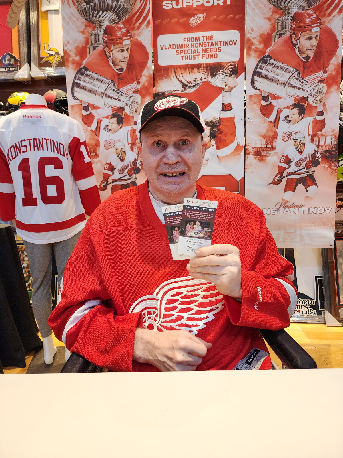 Vladimir Konstantinov Autographed Custom Detroit Red Wings Throwback Jersey JSA