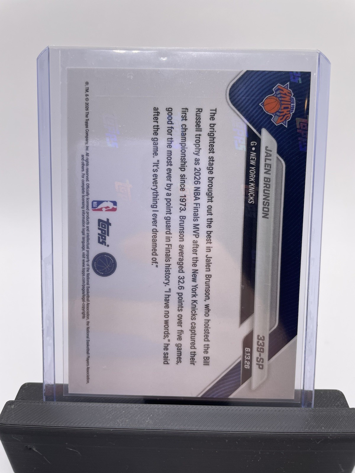 Jalen Brunson 2025-26 Topps Now Finals MVP Short Print #339-SP