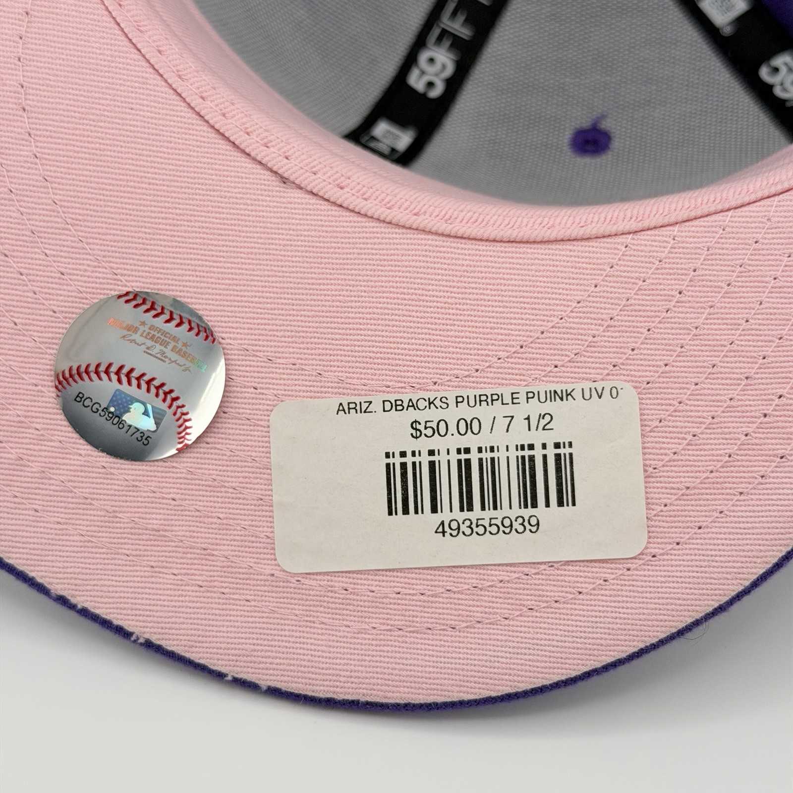 New Era Arizona Diamondbacks Fitted Hat 2001 WS Patch Purple Pink UV 7 1/2 NWT