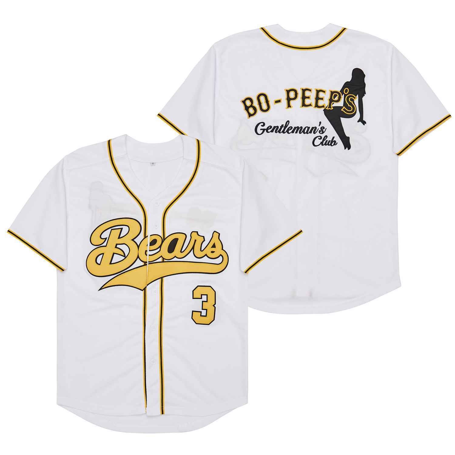 Custom Bad News Bears #3 Bo Peep’s Baseball Jersey Men’s/Youth Size All Stitched