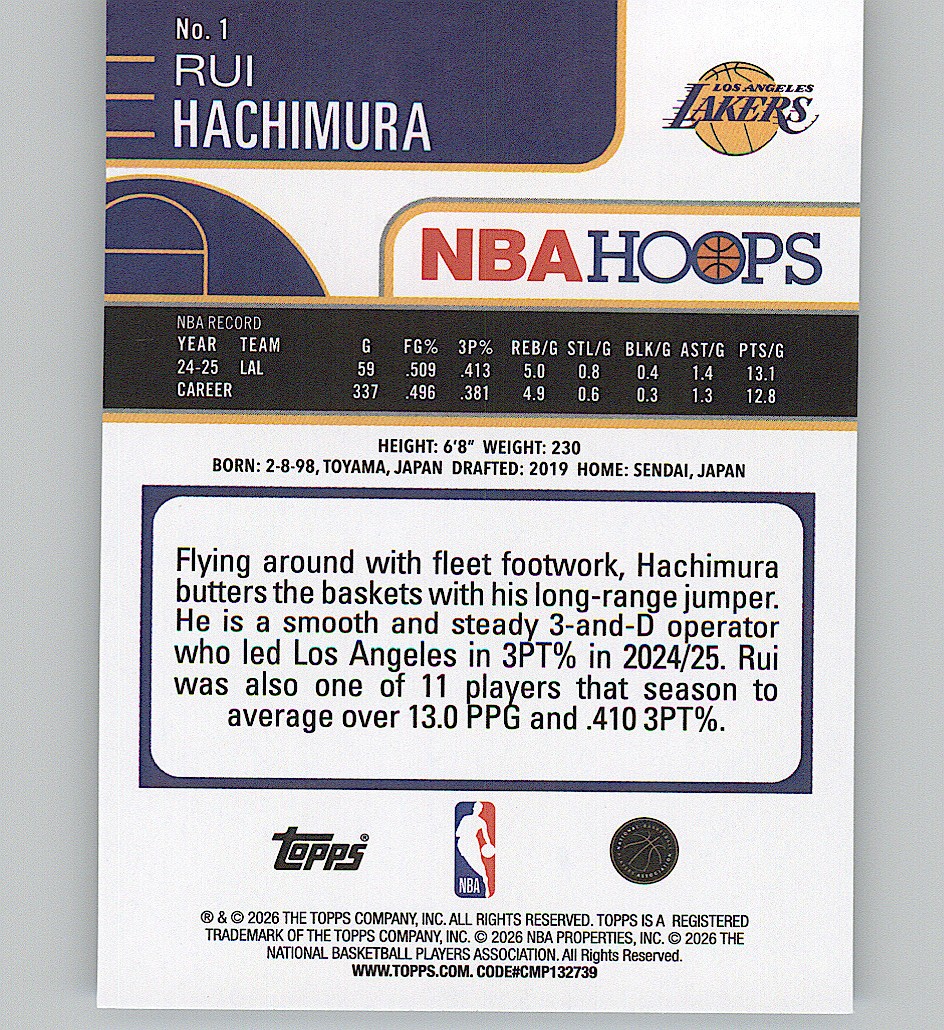 2025-26 Hoops #1 Rui Hachimura