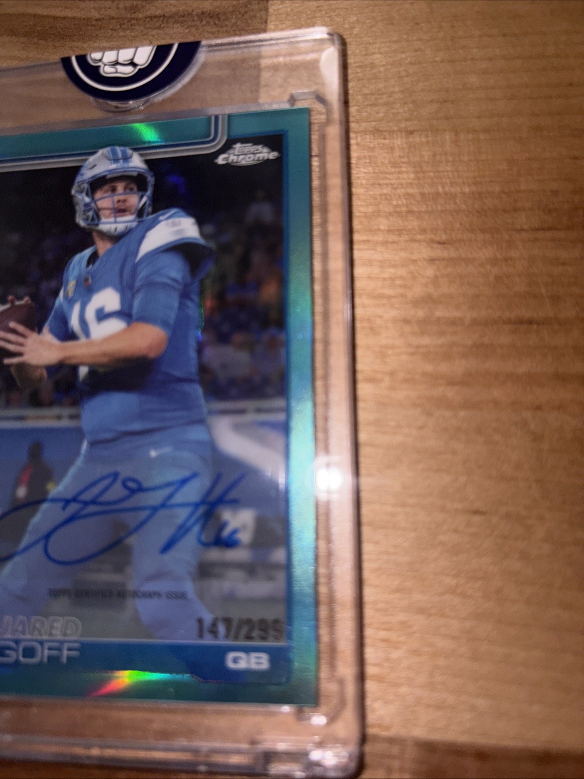 2025 Topps Chrome – Autographs Jared Goff #BA-JGO Teal Refractor 147/299 Lions
