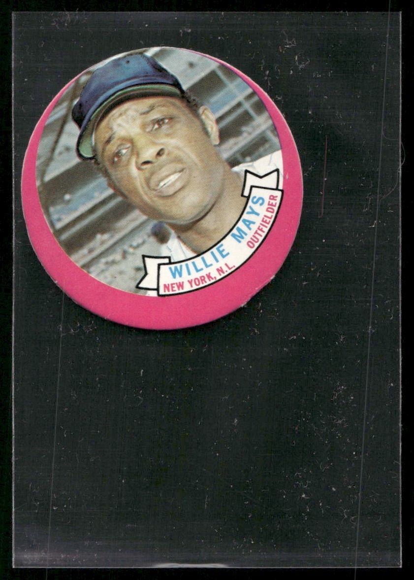 PINK EX+/- WILLIE MAYS HOF 1973 TOPPS CANDY LID GUM TOP w/NO TAB MLB *TPHLC-8030
