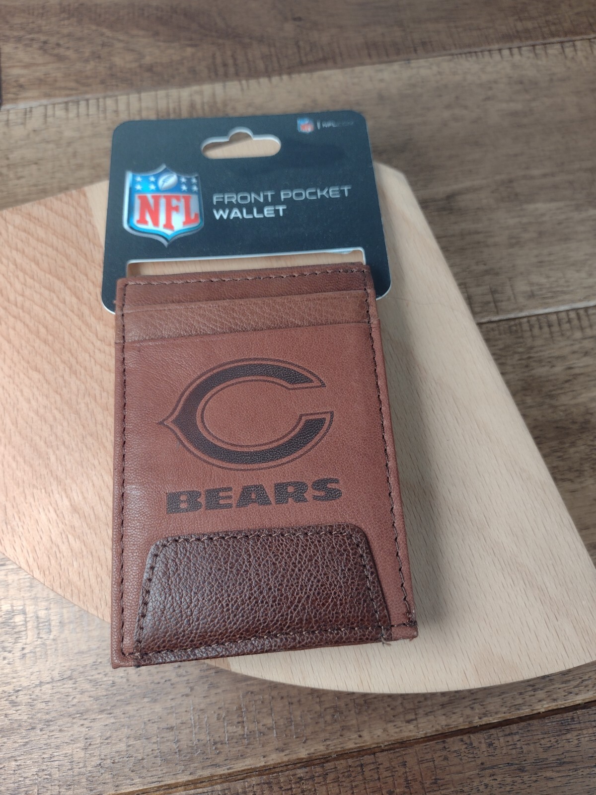 Chicago Bears Men’s Leather Wallet – Brown Front Pocket Wallet – NFL Bears