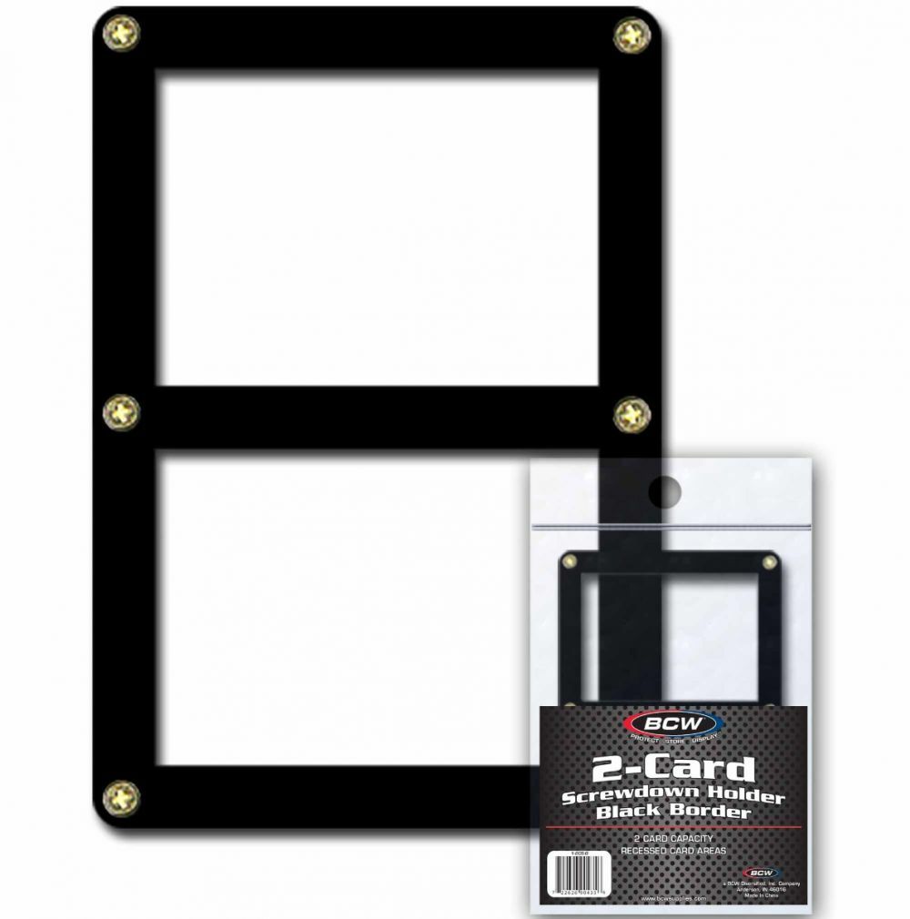 2 Card Screw Down Holder Clear w/ Black Border Recessed 4.5″ x 6.5″ Tall 1-2CS-B