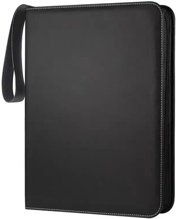 900 Card Pocket Binder with Zipper 9 Pocket Trading Card Album Folder Case Black