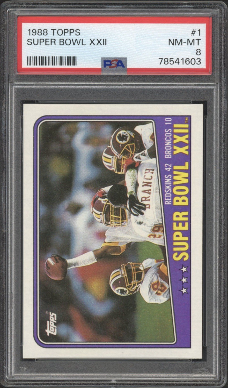 1988 Topps Super Bowl XXII #1 PSA 8 NM-MT Redskins Broncos