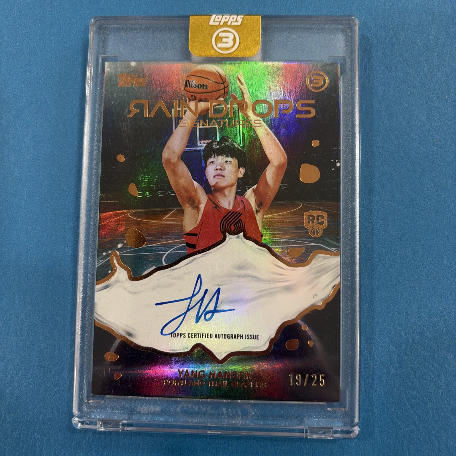 2025 Topps Three Raindrops Bronze Yang Hansen /25 RC AUTO