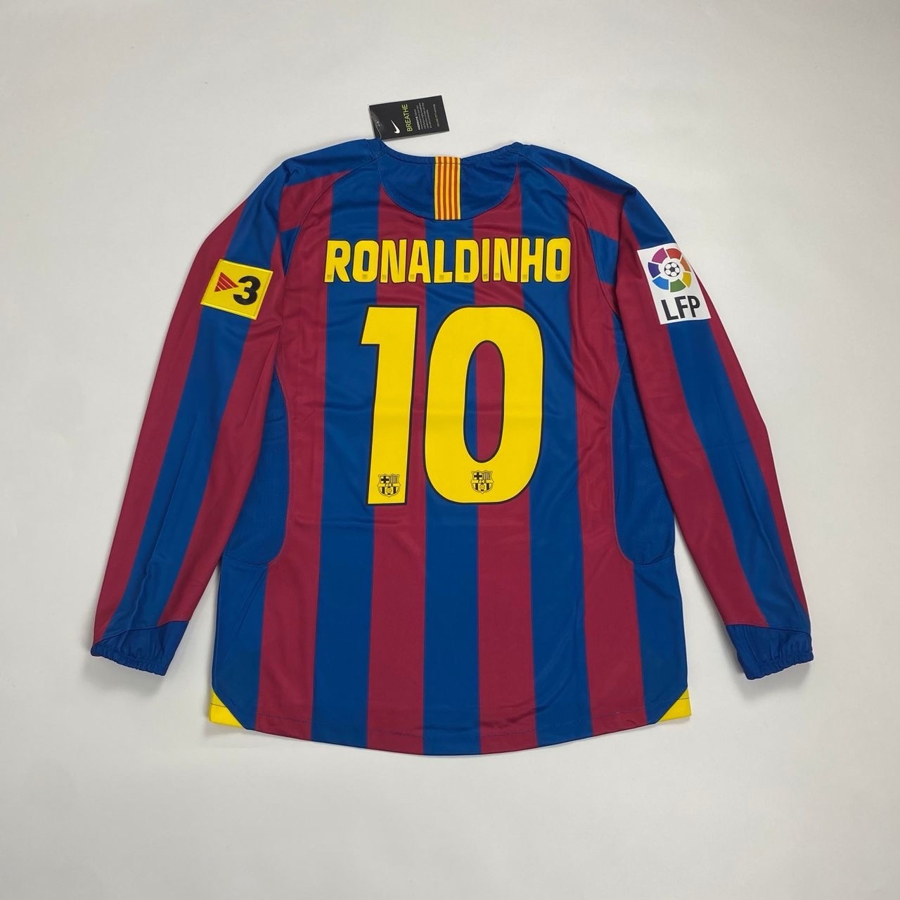 2006 Barcelona Home Retro Jersey Ronaldinho #10 Long Sleeve Vintage Icon