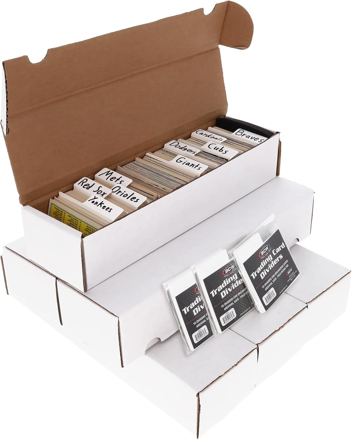 Heavy-Duty Card Storage Solution: 6 Boxes with 30 Horizontal Dividers Included