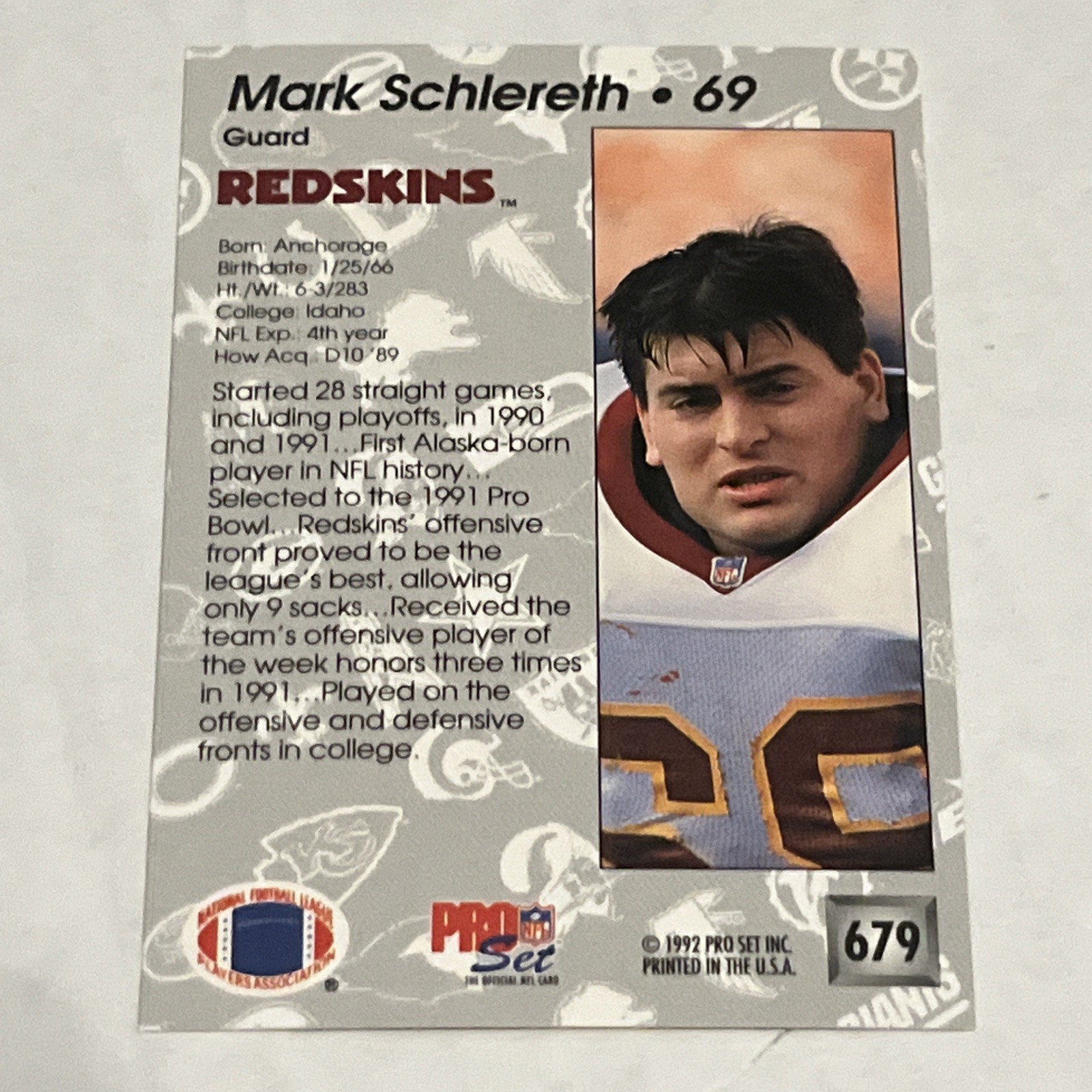 1992 Pro Set – Pro Bowl Mark Schlereth #679 (RC) Resksins Rookie Broncos Guard