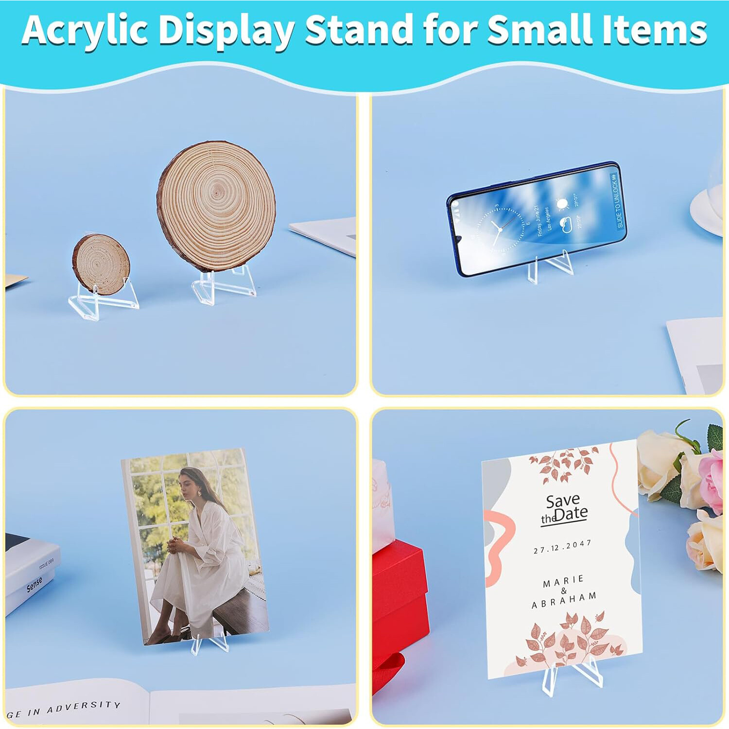 Sturdy Clear Acrylic Display Stands Holder for PSA Graded Cards, Coins 20-100Pcs