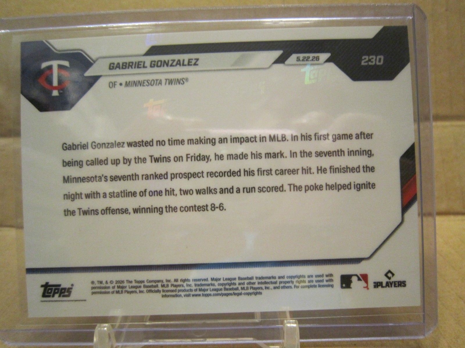 Gabriel Gonzalez 2026 Topps Now #230 Base Call Up