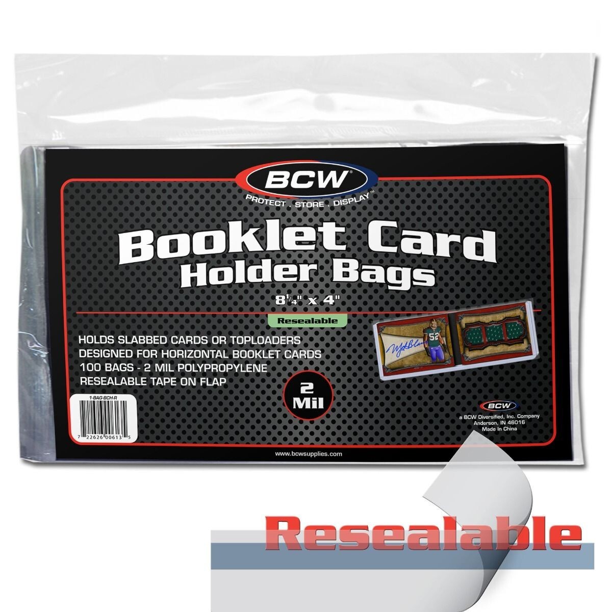 100 BCW Resealable Booklet Card Holder Bags Protector Archival Quality Acid Free