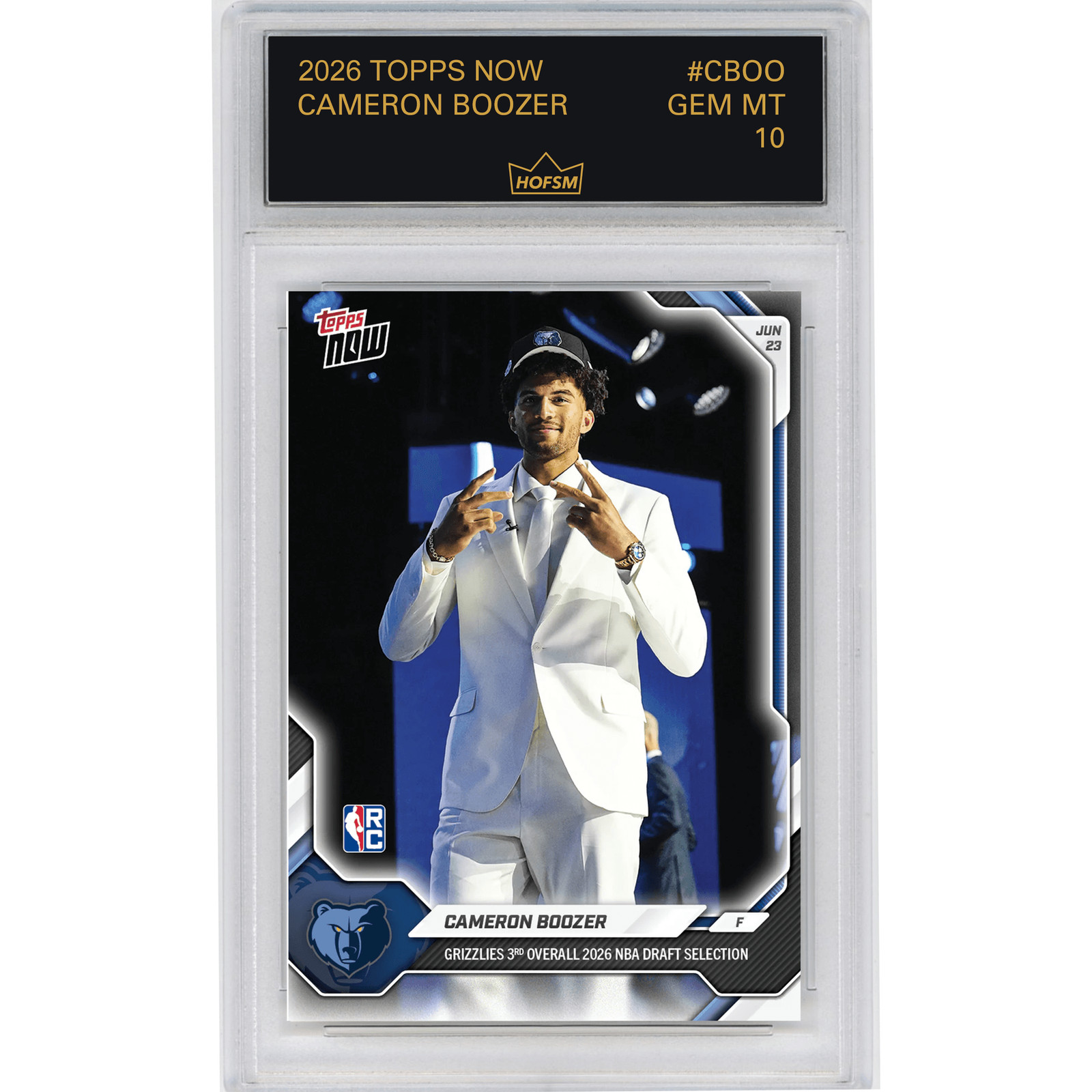 Graded 2026 Topps Now Cameron Boozer #CBOO Rookie Basketball Card HOFSM 10