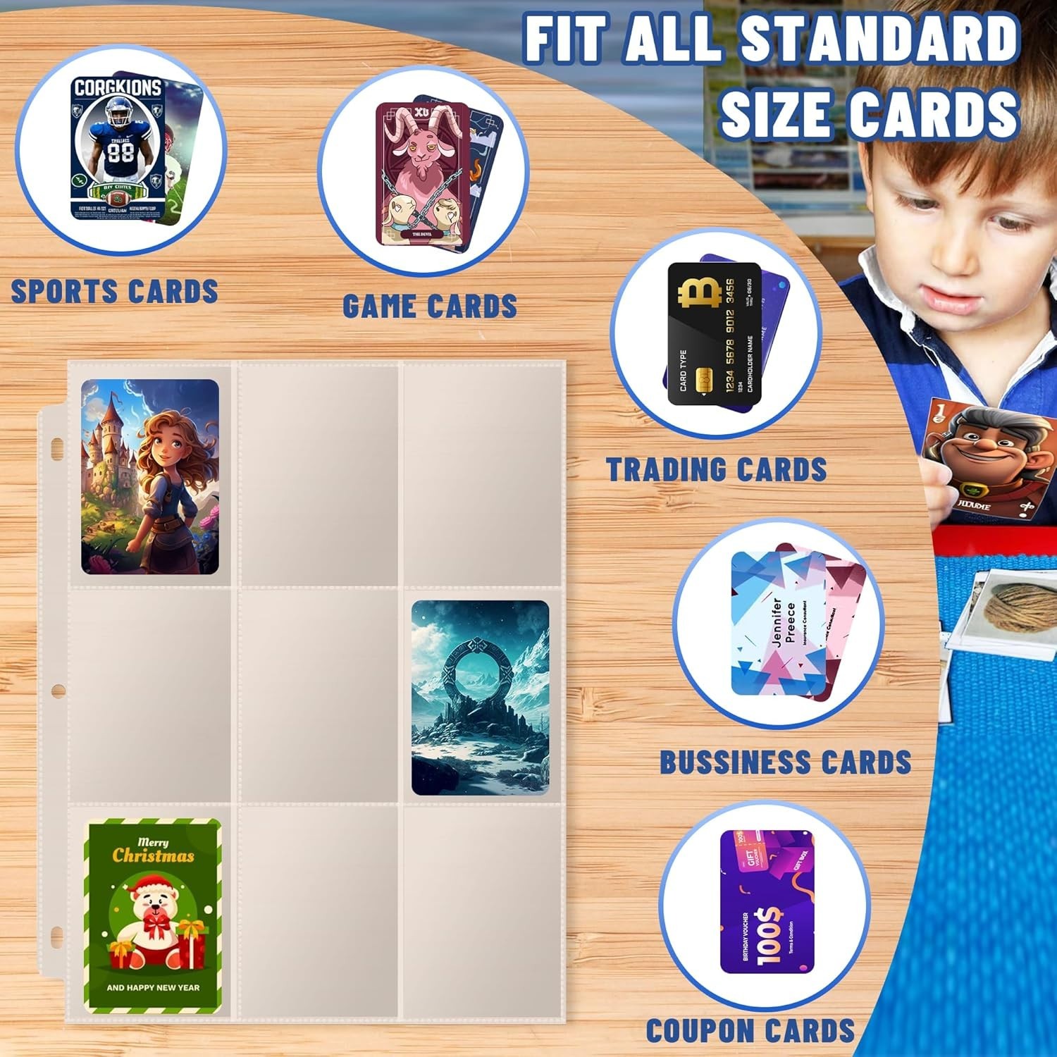1800 Pocket Trading Card Album Binder Protector Page Sleeves 100 Sheets Baseball