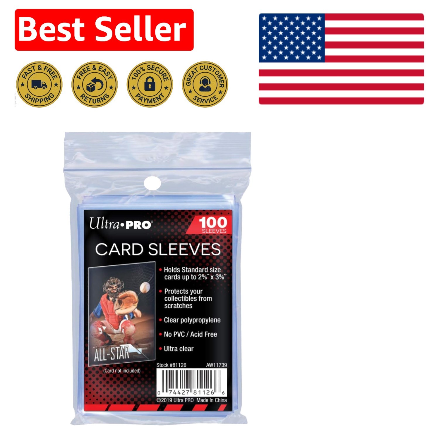 100 Soft Protective Card Sleeves – Ultra Clear Polypropylene, 2.6 x 3.6 Inches