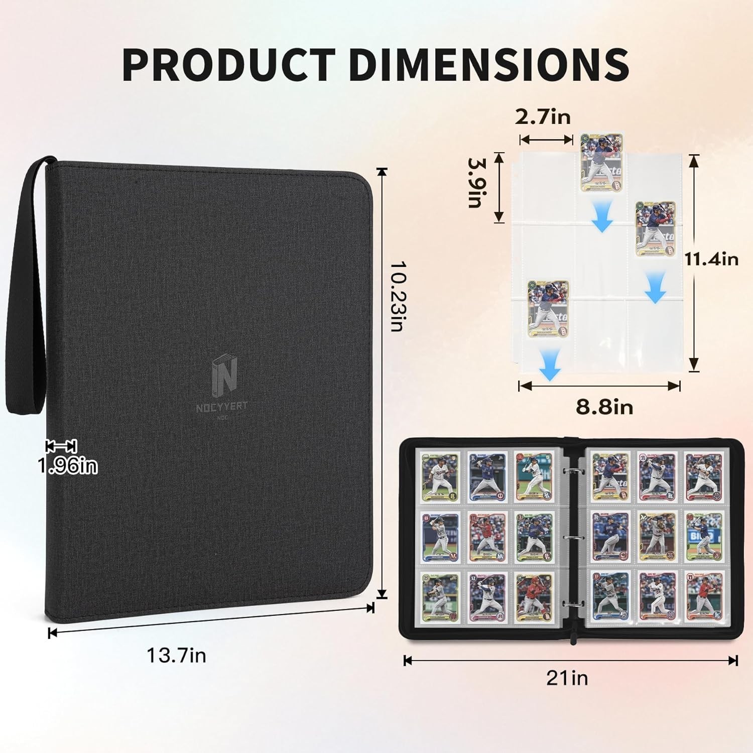 Trading Card Binder, Premium 9-Pocket Double Sided 540 Pocket PU Card Collect