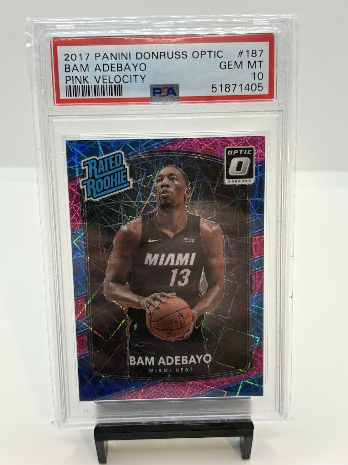 2017 Panini Donruss Optic Bam Adebayo #174 Pink Velocity Prizm /79 PSA 10