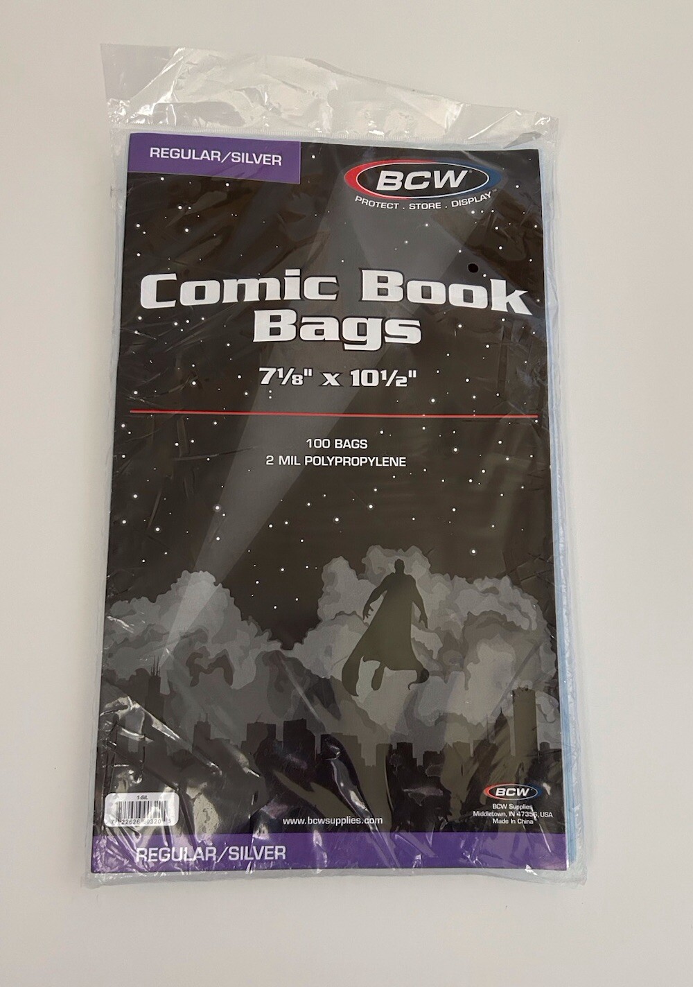 100 – BCW Comic Book Bags – Regular/Silver – 7 1/8”x 10 1/2” – 2 Mil