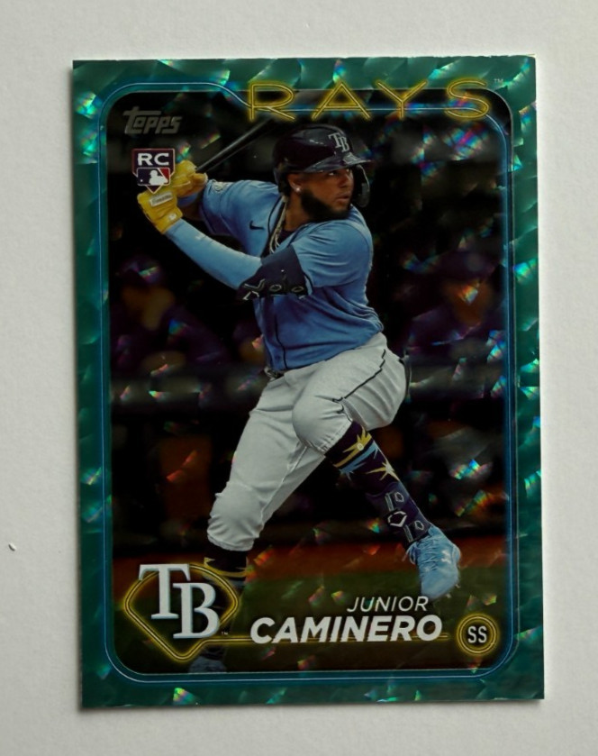 2024 TOPPS SERIES 2 JUNIOR CAMINERO RC AQUA FOIL 179/399 TAMPA BAY RAYS #628