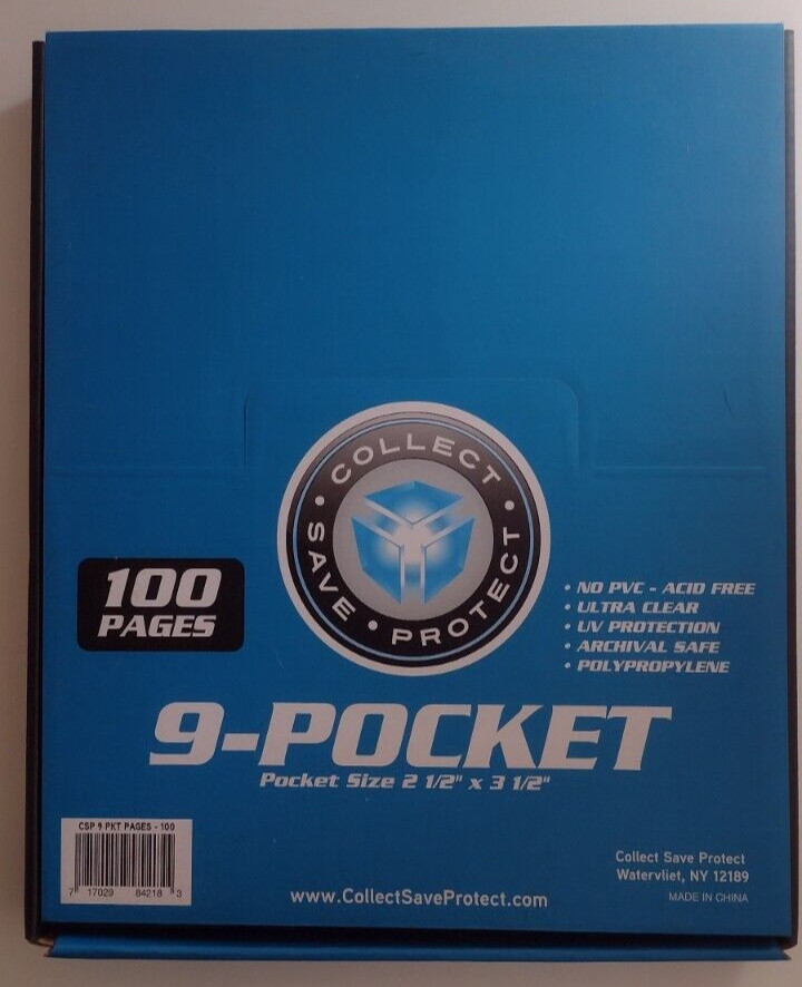 CSP 100 ct Lot 9 Pocket Standard Card Protective Pages NIP New Protector