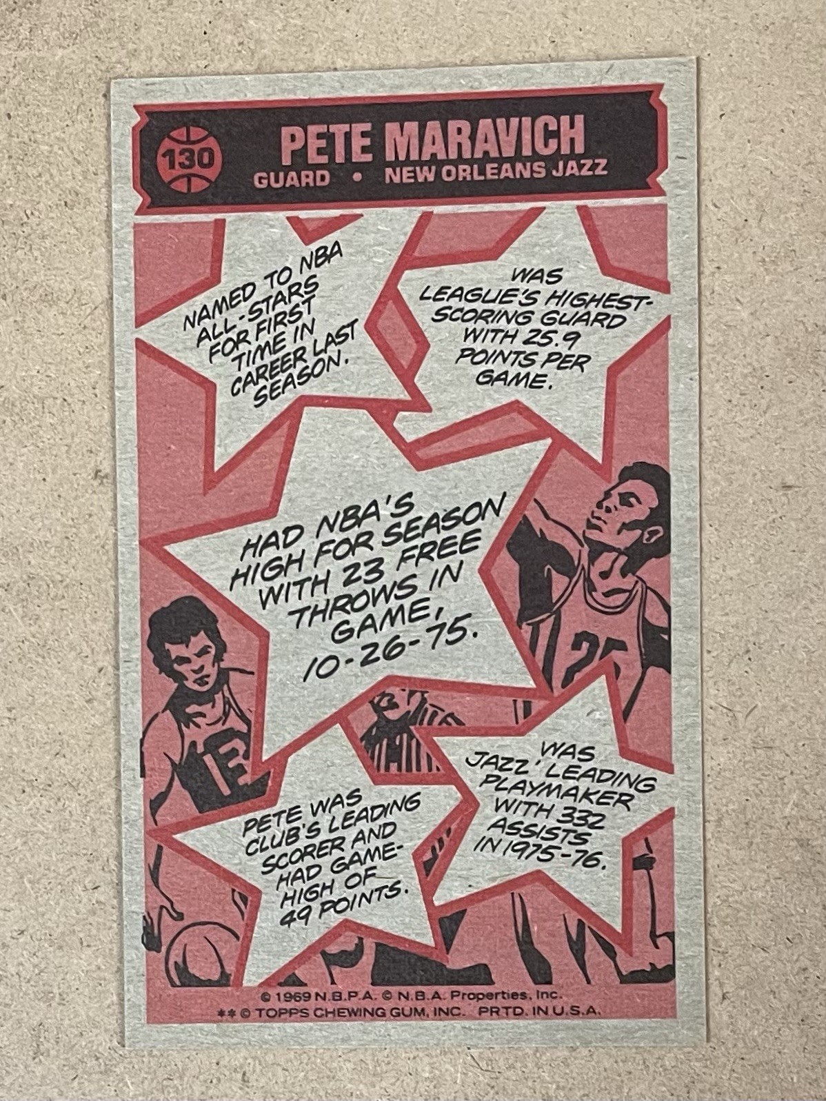 1976-77 TOPPS FIRST TEAM ALL STAR #130 PETE MARAVICH (TALL BOYS EX-MINT) PM-1