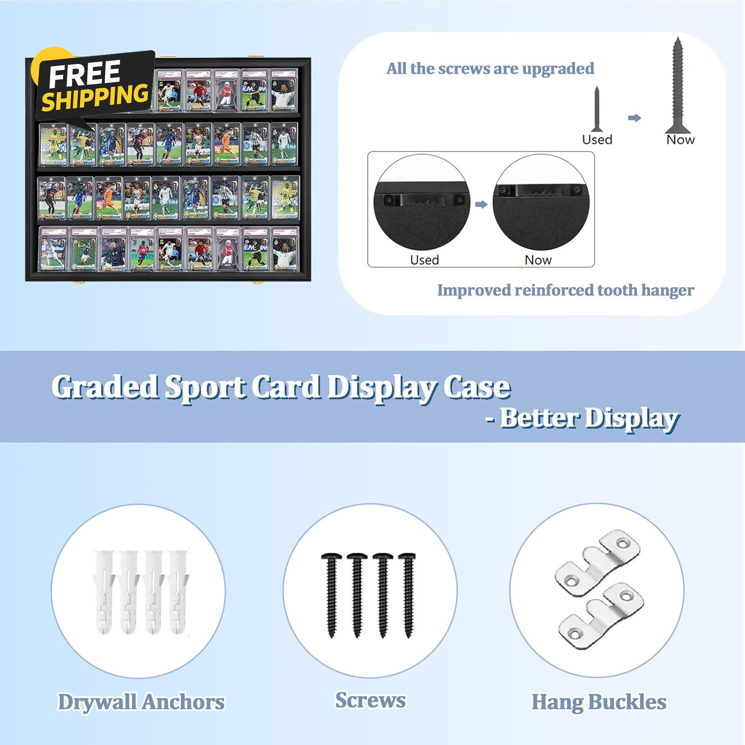 Graded Sports Card Display Case Lockable,Trading Card Wall Display Holder