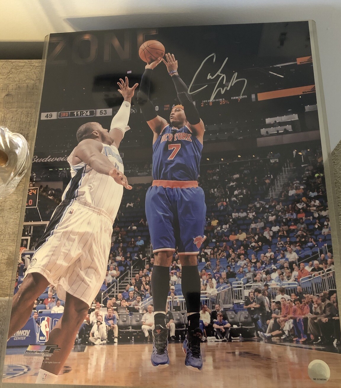Carmelo Anthony Autographed Signed Picture While With New York Knick.