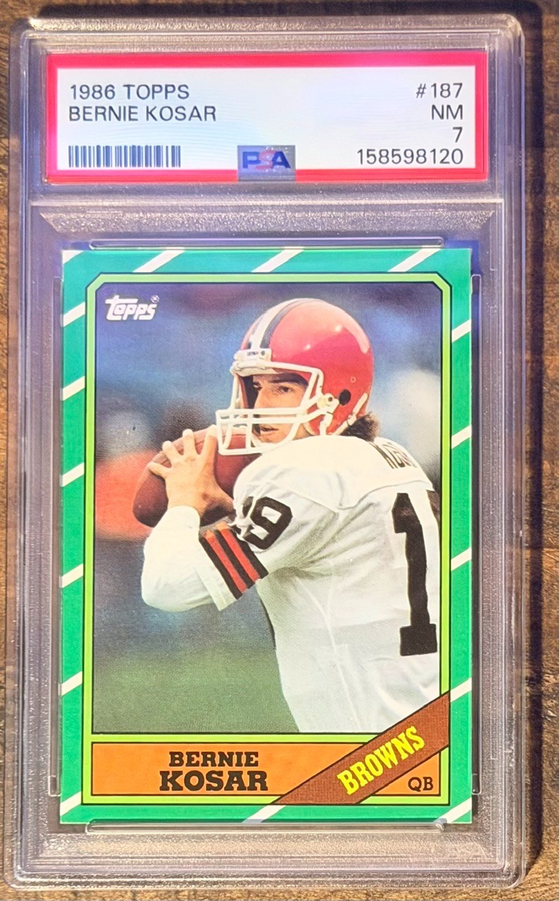 1986 Topps Bernie Kosar #187 RC PSA 7 NM Cleveland Browns Rookie