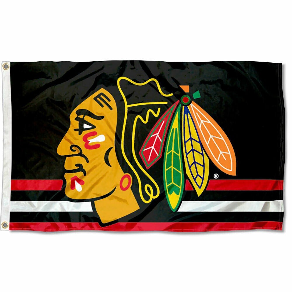CHICAGO BLACKHAWKS 3’X5′ FLAG/BANNER **100% FULL COLOR ON BOTH SIDES OF FLAG**