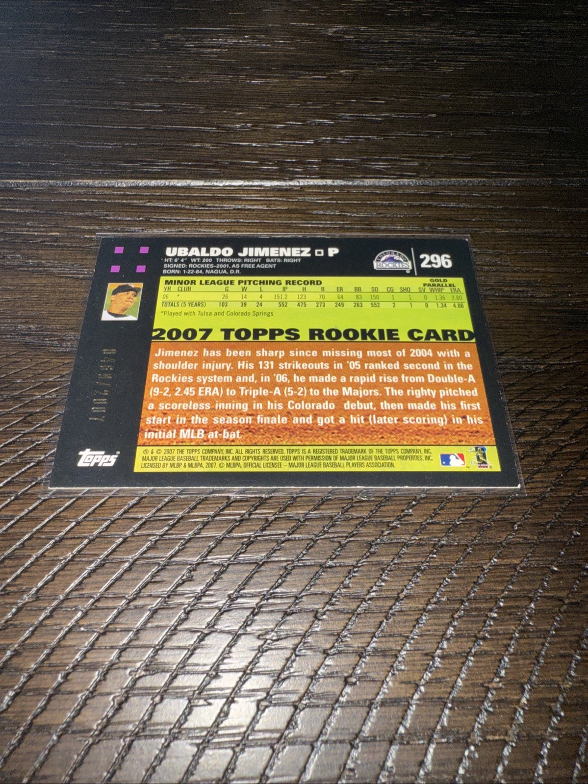 2007 Topps – Ubaldo Jimenez #296 Gold /2007