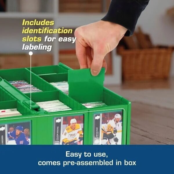 BCW GREEN Collectible Card Bin 3200 Ct. Durable Plastic Holder w/ 12 Partitions