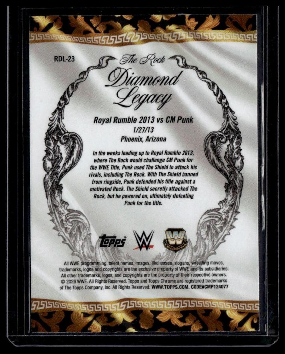 2026 Topps Chrome WWE #RDL-23 The Rock The Rock Diamond Legacy