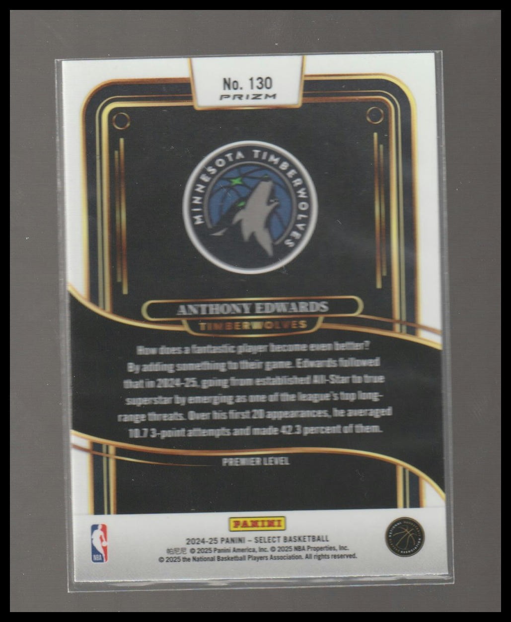 2024-25 Panini Select #130 Anthony Edwards Blue Cracked Ice Prizm