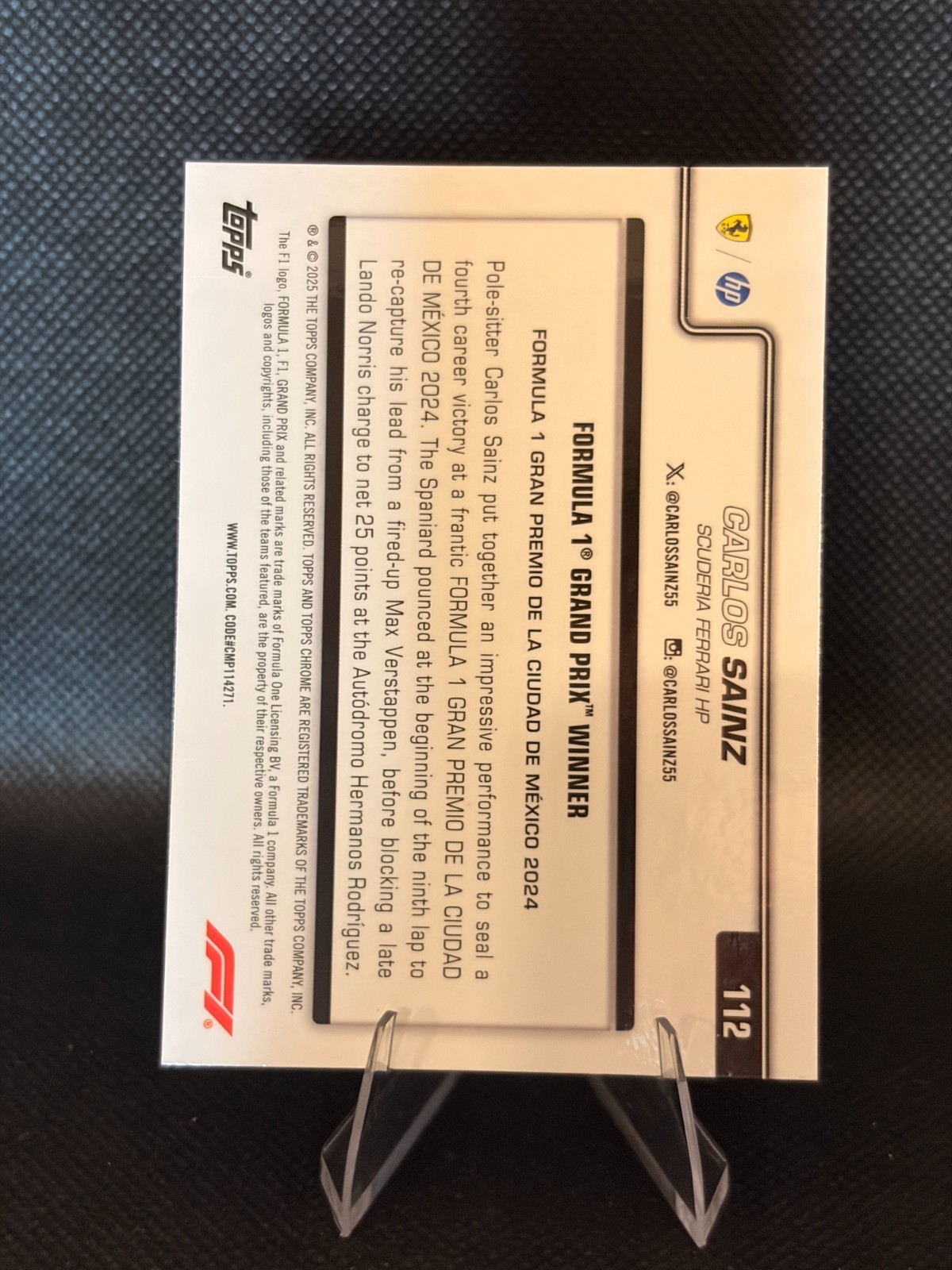 2025 Topps Chrome F1 Carlos Sainz #112 75th Anniversary /75 Scuderia Ferrari