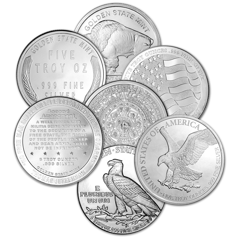 2 oz Silver Rounds (Secondary Market, Varied Design) Random Brand**