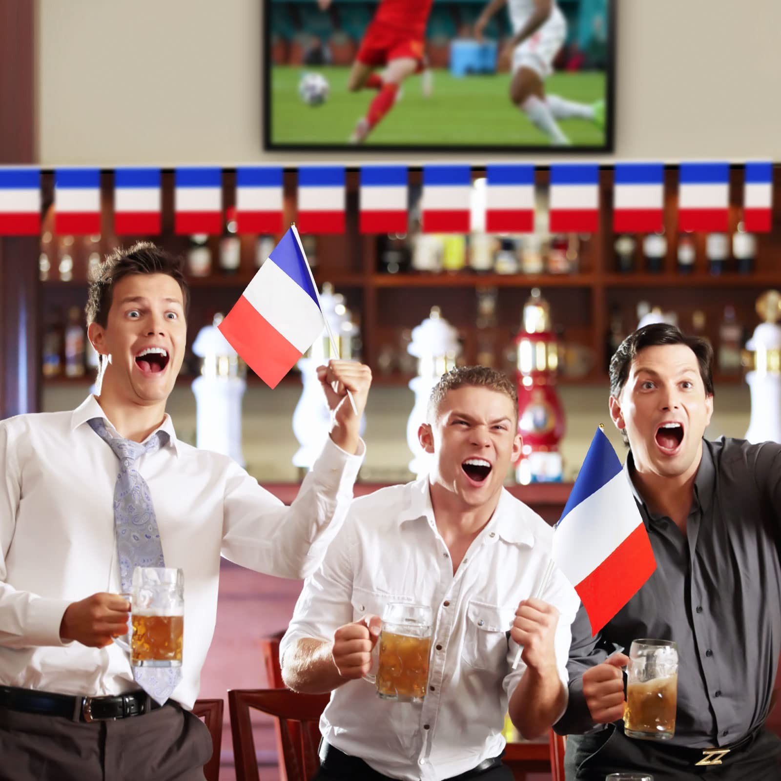 AhfuLife 30 Pcs French Hand Held Flags for World Cup 5×8 Inch-30 Pcs, France